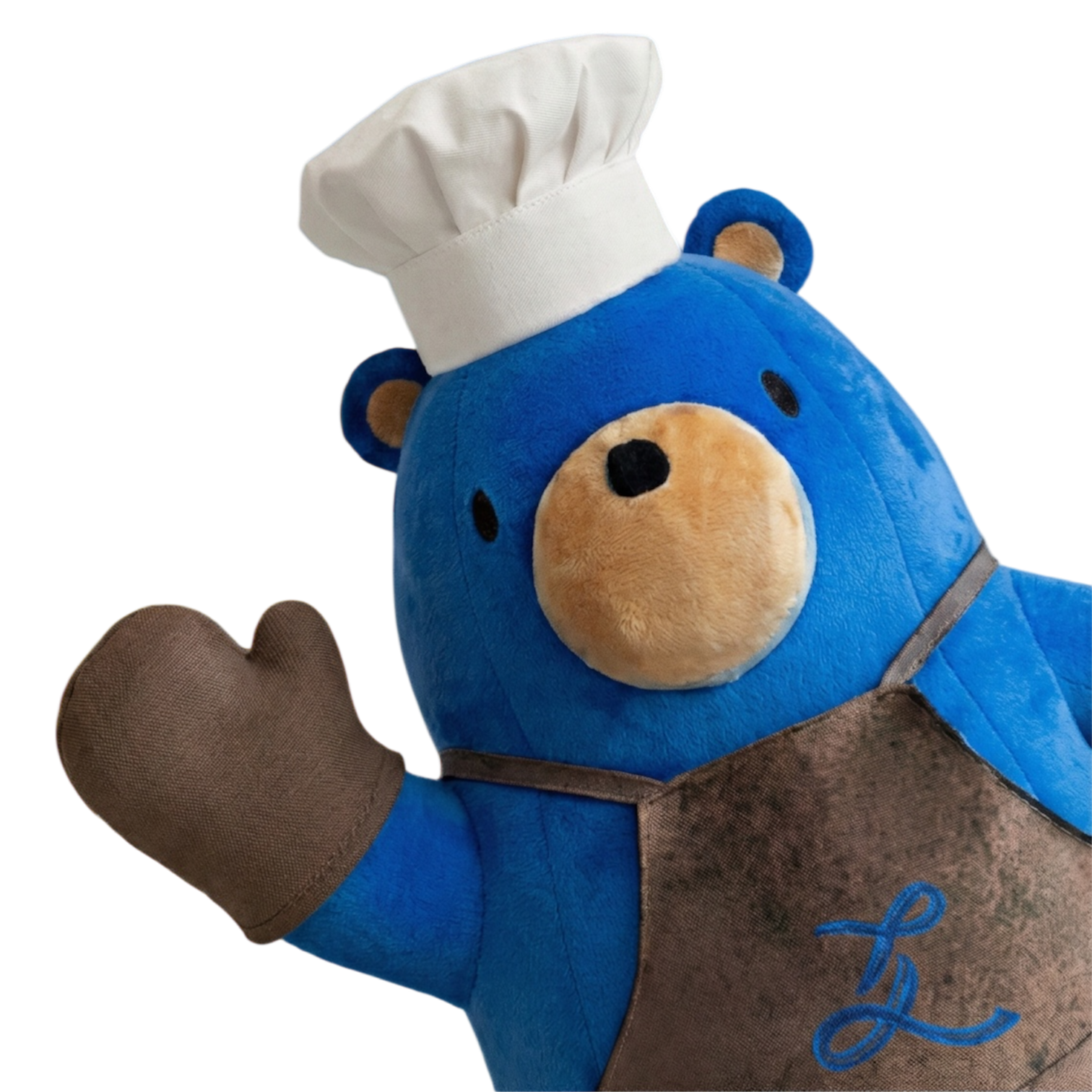 Luvo, La Levure's bear mascot, waving